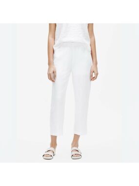 Eileen Fisher Women's White Tencel & Organic Linen Slub Easy Pant size XL